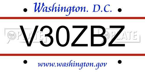 V30ZBZ District Of Columbia License Plate