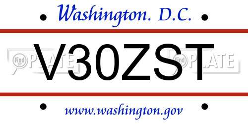 V30ZST District Of Columbia License Plate