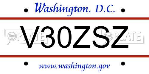 V30ZSZ District Of Columbia License Plate