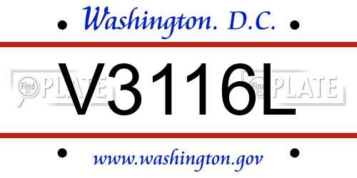 V3116L District Of Columbia License Plate