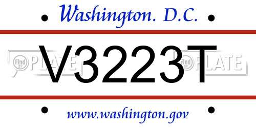 V3223T District Of Columbia License Plate