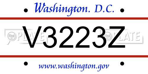 V3223Z District Of Columbia License Plate