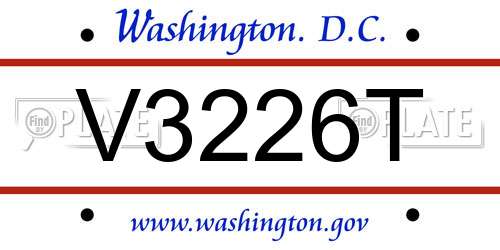V3226T District Of Columbia License Plate