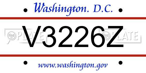 V3226Z District Of Columbia License Plate
