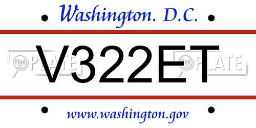 V322ET District Of Columbia License Plate