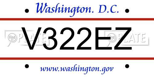 V322EZ District Of Columbia License Plate