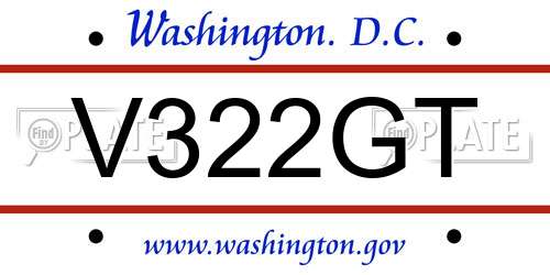 V322GT District Of Columbia License Plate
