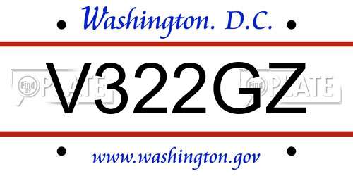 V322GZ District Of Columbia License Plate