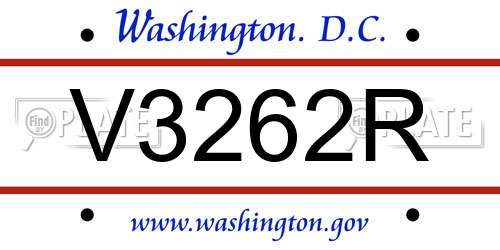 V3262R District Of Columbia License Plate