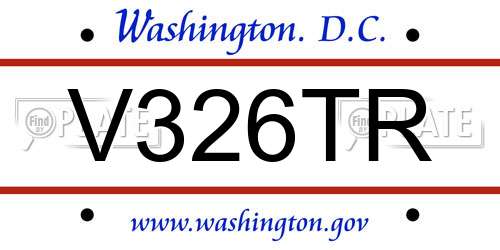 V326TR District Of Columbia License Plate