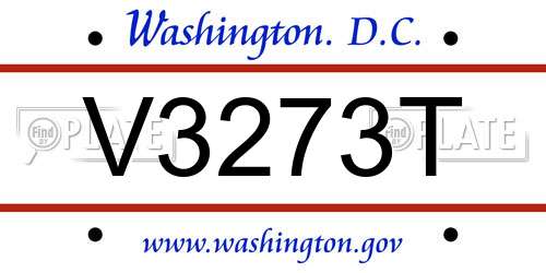 V3273T District Of Columbia License Plate