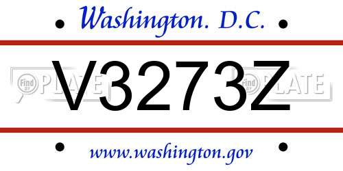 V3273Z District Of Columbia License Plate