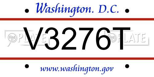 V3276T District Of Columbia License Plate