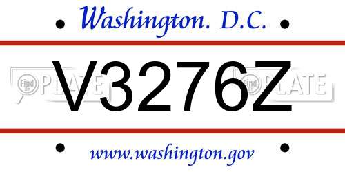 V3276Z District Of Columbia License Plate