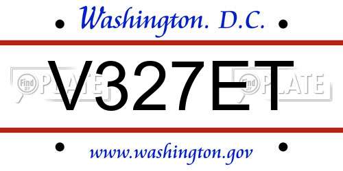 V327ET District Of Columbia License Plate