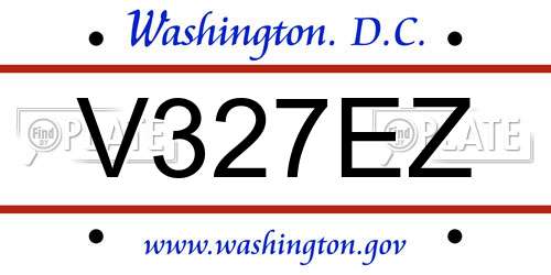 V327EZ District Of Columbia License Plate