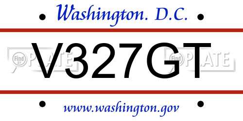 V327GT District Of Columbia License Plate