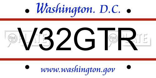 V32GTR District Of Columbia License Plate