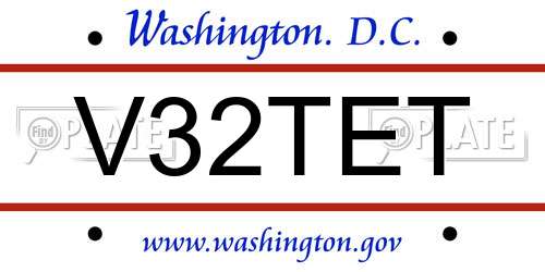V32TET District Of Columbia License Plate