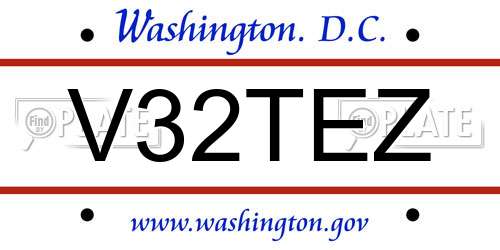 V32TEZ District Of Columbia License Plate