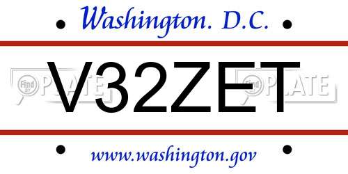 V32ZET District Of Columbia License Plate