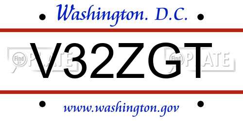 V32ZGT District Of Columbia License Plate