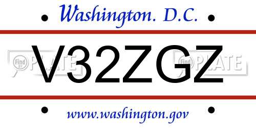 V32ZGZ District Of Columbia License Plate