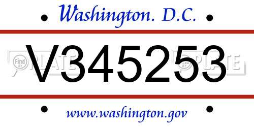 V345253 District Of Columbia License Plate