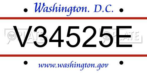 V34525E District Of Columbia License Plate