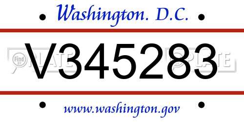 V345283 District Of Columbia License Plate