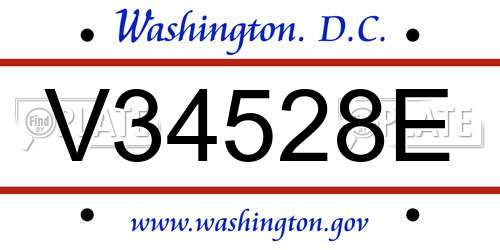 V34528E District Of Columbia License Plate