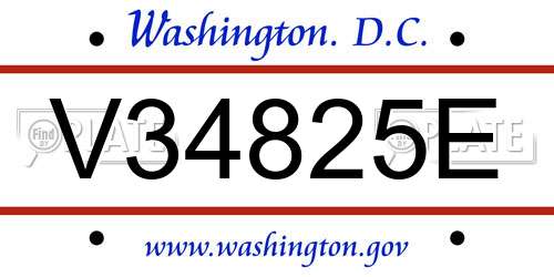 V34825E District Of Columbia License Plate