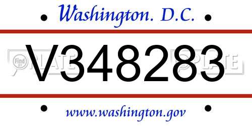 V348283 District Of Columbia License Plate