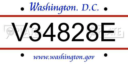 V34828E District Of Columbia License Plate