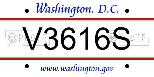 V3616S District Of Columbia License Plate