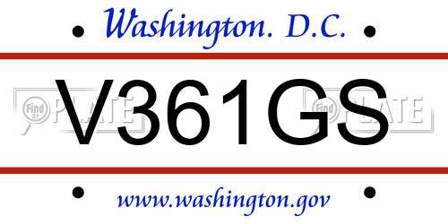 V361GS District Of Columbia License Plate