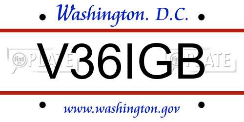 V36IGB District Of Columbia License Plate