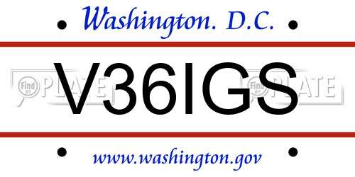 V36IGS District Of Columbia License Plate