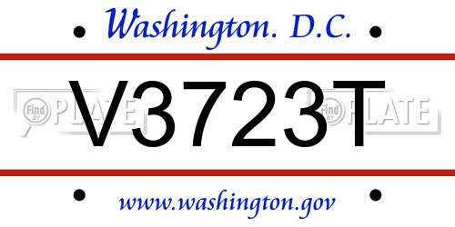 V3723T District Of Columbia License Plate