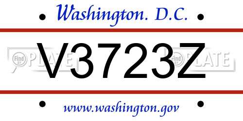 V3723Z District Of Columbia License Plate