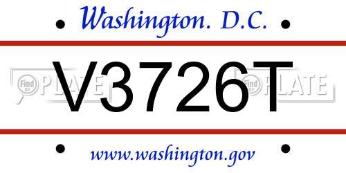 V3726T District Of Columbia License Plate