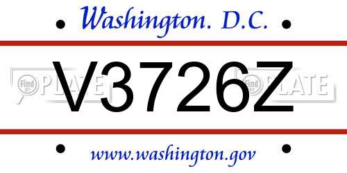 V3726Z District Of Columbia License Plate