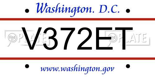V372ET District Of Columbia License Plate