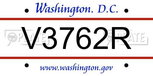 V3762R District Of Columbia License Plate