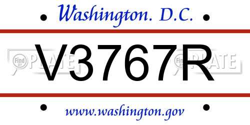 V3767R District Of Columbia License Plate