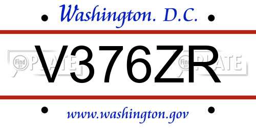 V376ZR District Of Columbia License Plate
