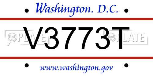 V3773T District Of Columbia License Plate