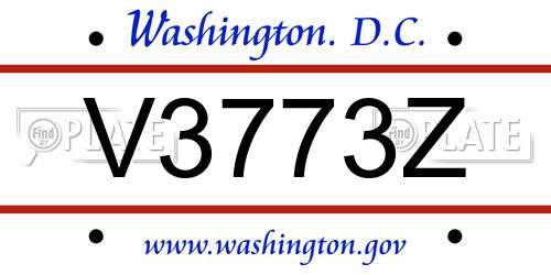 V3773Z District Of Columbia License Plate