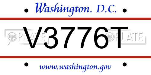 V3776T District Of Columbia License Plate