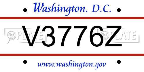 V3776Z District Of Columbia License Plate